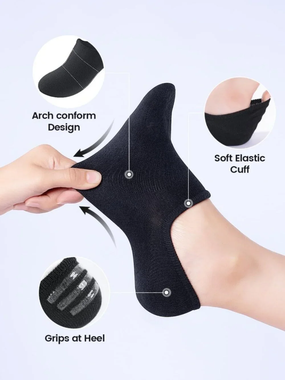 10 Pairs No Show Socks for Women - Low Cut, Anti-Slip Athletic & Casual Wear